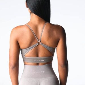 NVGTN Taupe Glimpse Ribbed Sports Bra